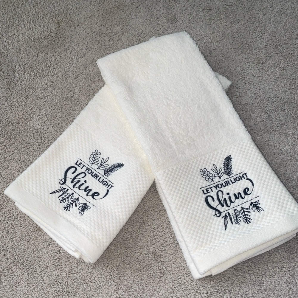 Kassa Decor Cotton “Let Your Light Shine” Religious‎ Dish Kitchen Towel Set Of 2